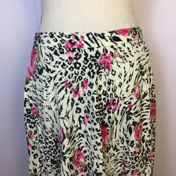 Neeru Kumar Maxi Skirt Sz S Womans White Black Pink Animal Floral Elastic Waist - Picture 9 of 14